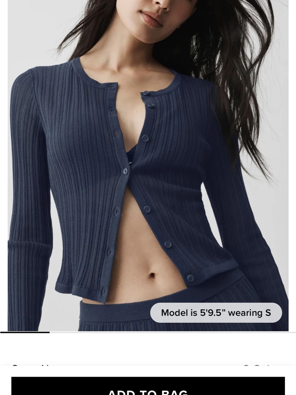 ALO Yoga Ribbed Button-Front Cardigan in Navy